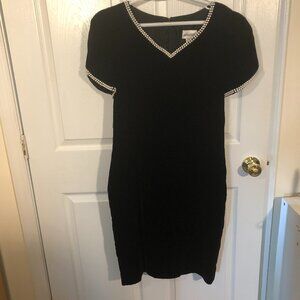 VTG Julian Wilder black formal black velvet beaded dress, 16